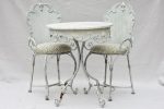 Pair of mid-century French garden armchairs and marble table - outdoor setting Fashion