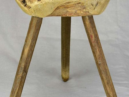 Antique French primitive milking stool - chestnut Supply