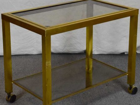 Mid century side table on wheels - glass and brass Cheap