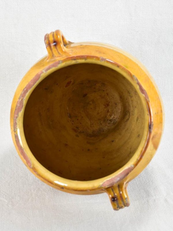 Very large antique French confit pot with yellow glaze 12¼  Discount