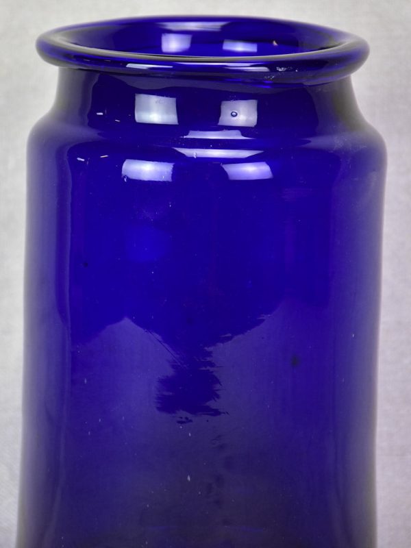 Antique French cobalt blue glass apothecary jar For Sale