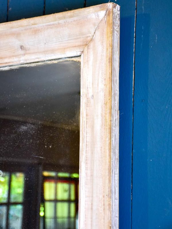 Antique French mirror with wooden frame and white patina - original glass 34¼  x 47¼  Online Sale