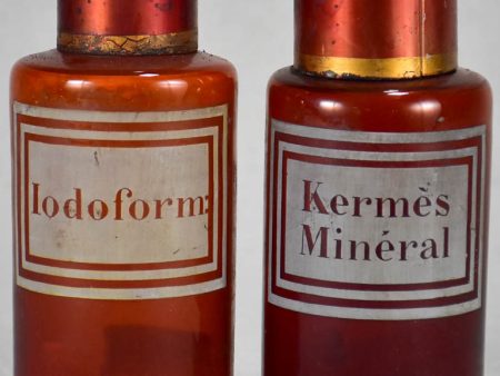 Two late nineteenth-century French apothecary jars with red tin lids 8¼  Hot on Sale