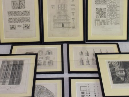 Collection of four English architectural engravings of cathedrals, churches and chapels 12¼ x  10¾   Hot on Sale