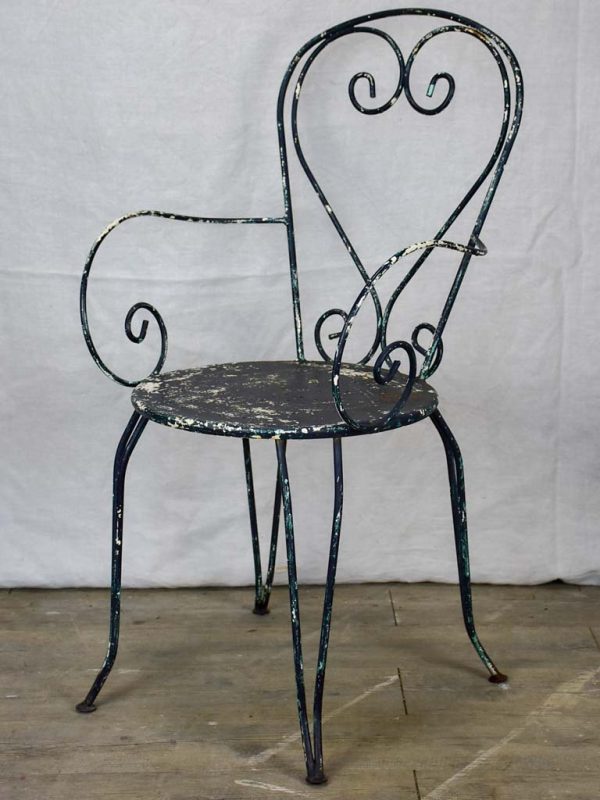 Pair of heart-back garden armchairs with black painted finish Hot on Sale