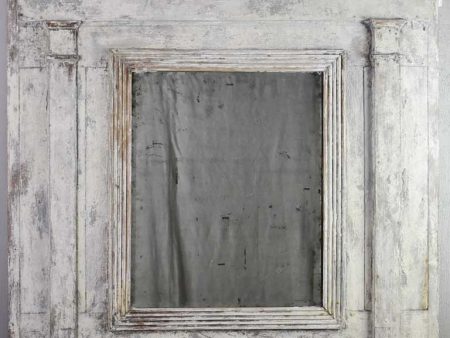 Late 18th Century Directoire trumeau mirror with grey patina 42½  x 43  Discount