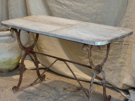 Antique French rectangular garden table with marble top Hot on Sale