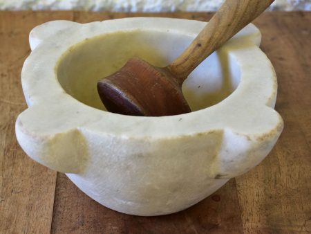 Antique French marble mortar and pestle 9¾” Hot on Sale