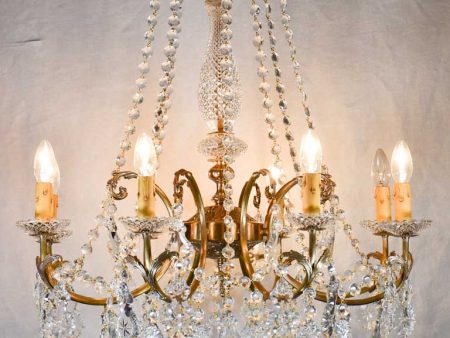 Pair of crystal and brass chandeliers with 8 lights - 1940 s - 27½  x 43¼  Online