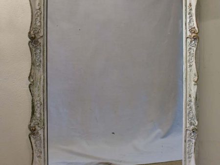 Very large carved wood mirror with gray patina - Louis XV style 42½  x 73¼  Discount