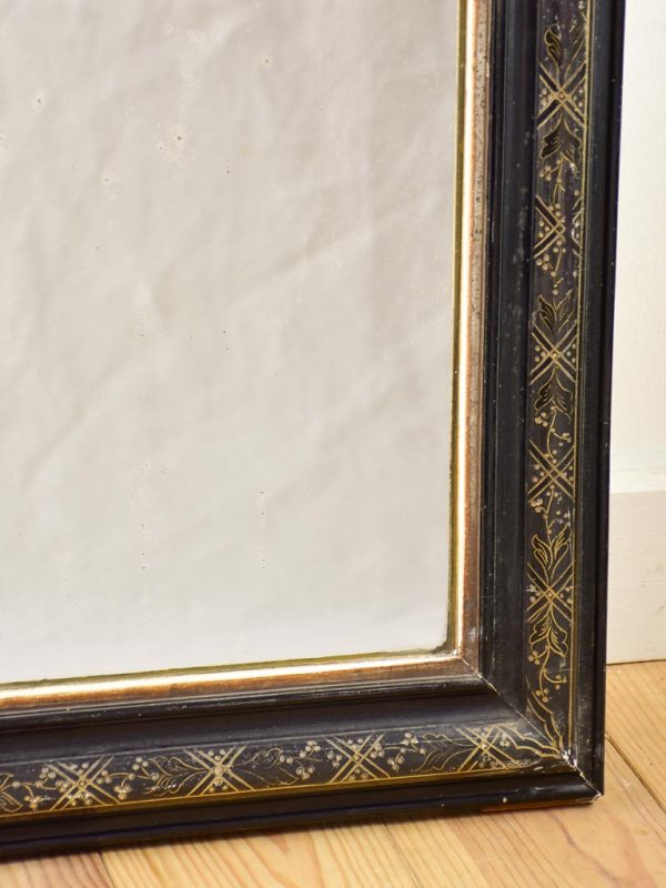 Napoleon III mirror with black decorative frame 22 x 29½  For Sale