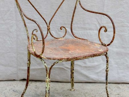 RESERVED LM Antique French garden armchair with heart back and solid seat For Discount