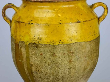 19th Century large French confit pot with orange glaze - 14 ½   Cheap