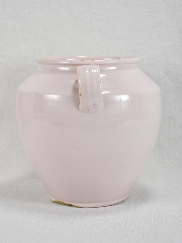 Antique French confit pot with white   pink glaze - Martres Tolosane 10¾  Discount