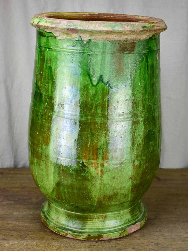 Antique French olive jar with green glaze -Tournac, France 25¼  Hot on Sale