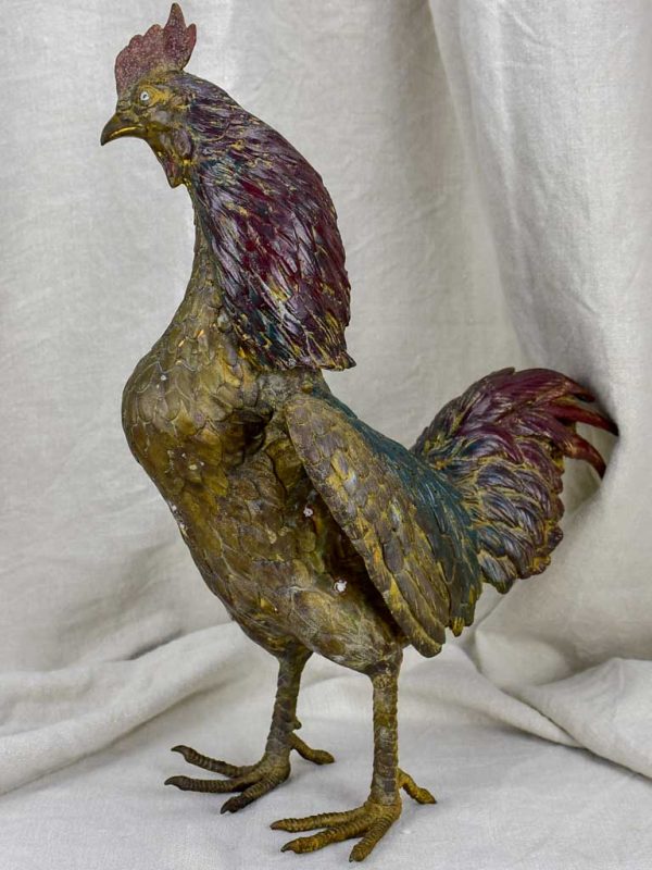 Antique French rooster - bronze For Sale