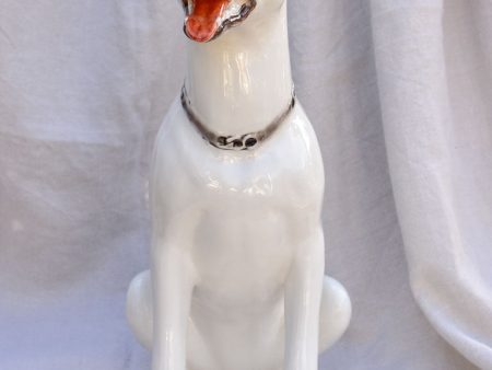 Mid century sculpture of a white dog 22½  Online now