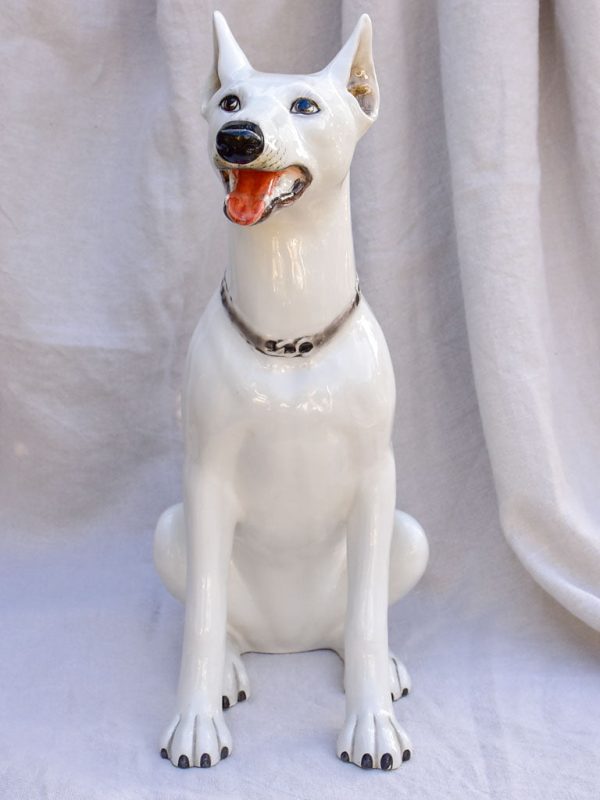 Mid century sculpture of a white dog 22½  Online now