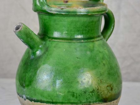 Small 19th Century French water pitcher with green glaze Cheap