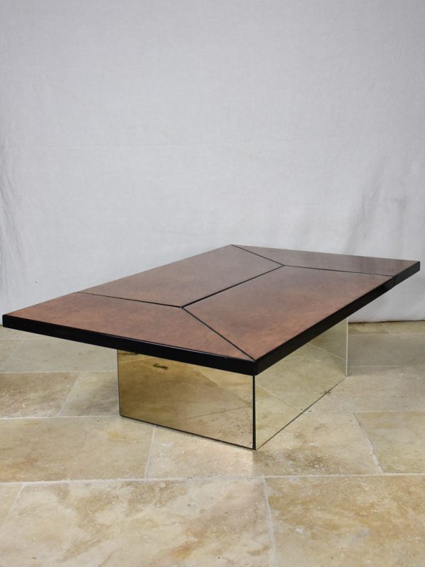 Superb elm wood coffee table with hidden bar attributed to Paul Michel 1980 31  x 49¼  Online