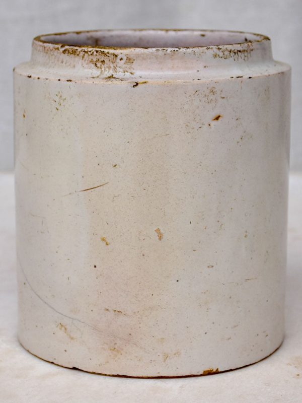 Antique French faience preserving pot - white 5½  Online now