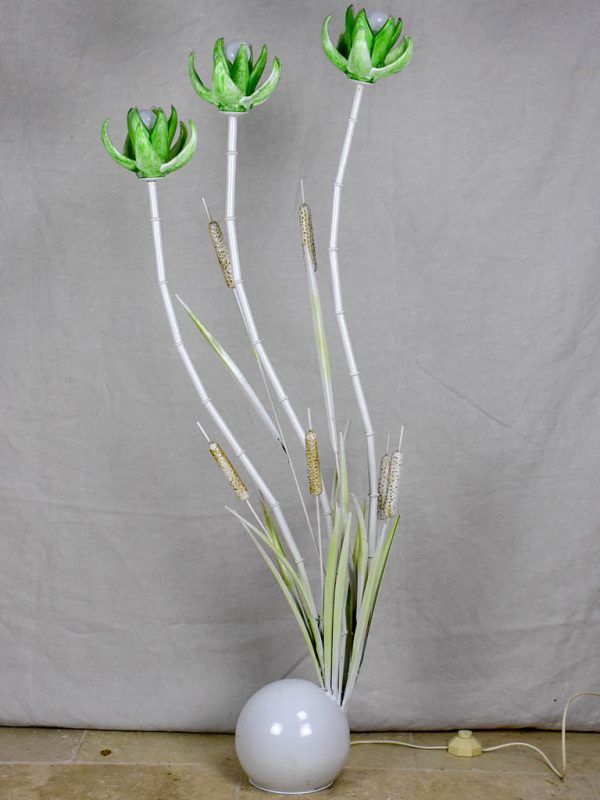 1970 s bulrush floor lamp with murano glass flower shades Discount