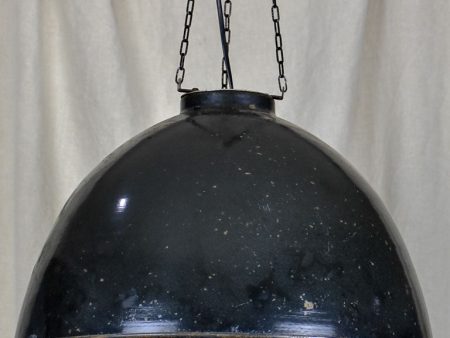 Pair of mid-century industrial suspension lights - enamel For Sale