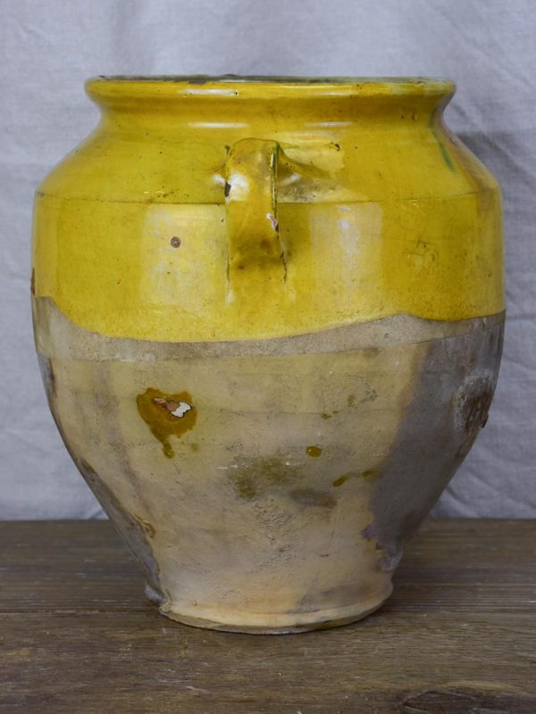 Antique French confit pot with ochre glaze 11  Supply