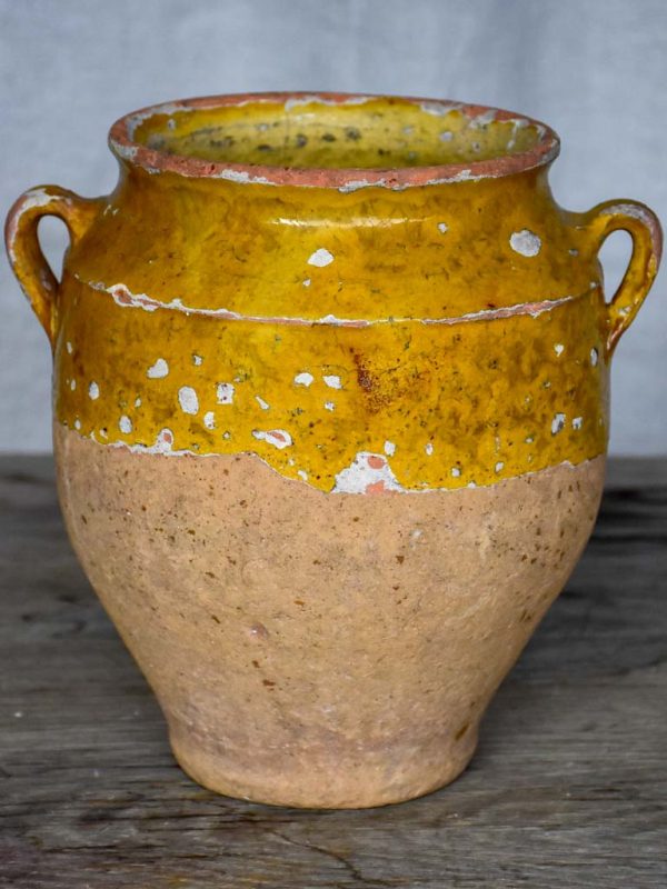 Antique French confit pot with orange glaze 8¼  Online