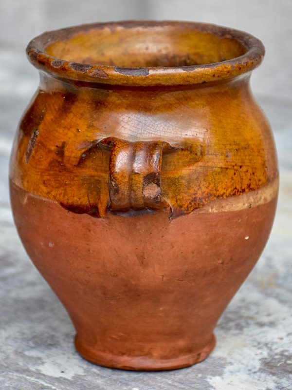 Small antique French confit pot 6 ¾  Fashion