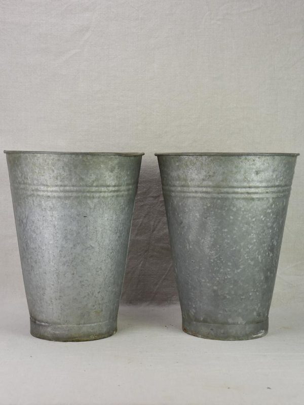 Two vintage zinc florist vases - large & watertight 14¼  For Discount