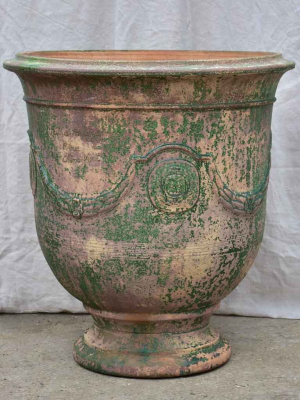 Very large vintage Anduze urn with weathered green glaze 31½  Hot on Sale