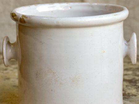 Antique French preserving pot with two handles and white glaze Online Hot Sale