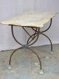 Antique French rectangular garden table with pretty feet and curved marble top 44  x 22½  For Discount