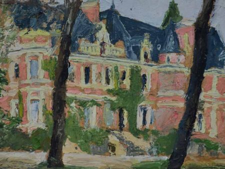 Mid century French painting of 19th Century Chateau de la Sauldre Cheap