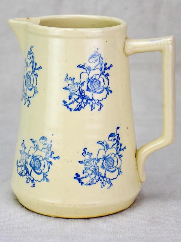 Antique Saint-Uze pitcher with blue flowers Online Sale