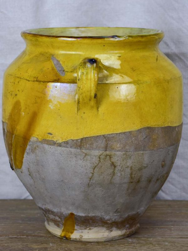 Antique French confit pot with ochre glaze 11  Supply