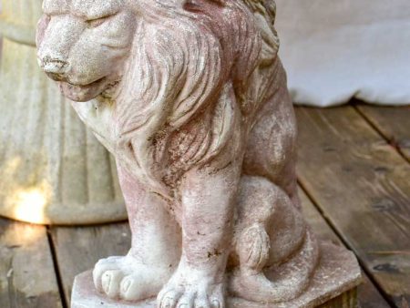 Pair of mid-century reconstituted stone lion garden sculptures Cheap