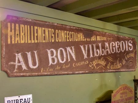 Large rustic antique French sign on Sale