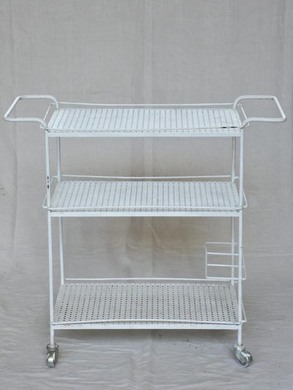 Three tier rectangular mid century French bar cart - white Hot on Sale