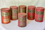 Collection of 6 antique French tole storage tins 9½  Cheap