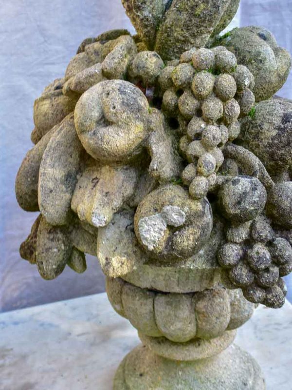 Pair of early 20th century fruit basket garden finials - reconstituted stone For Cheap