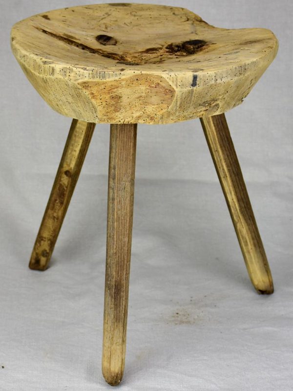 Antique French primitive milking stool - chestnut Supply