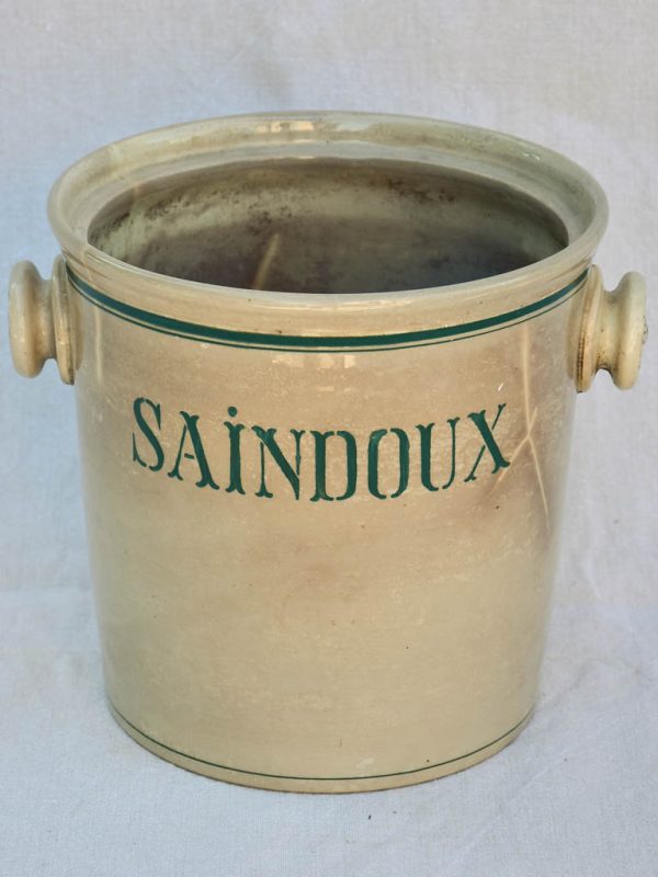 Antique French faience pot - Saindoux 9¾  Hot on Sale