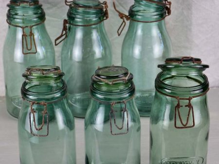 Collection of six antique French preserving jars Online now