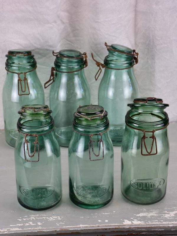 Collection of six antique French preserving jars Online now