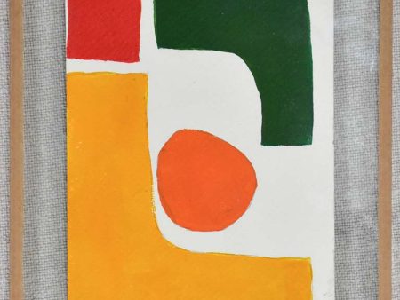 Caroline Beauzon abstract painting - green, red, yellow, orange & white 7½  x 5½  For Cheap