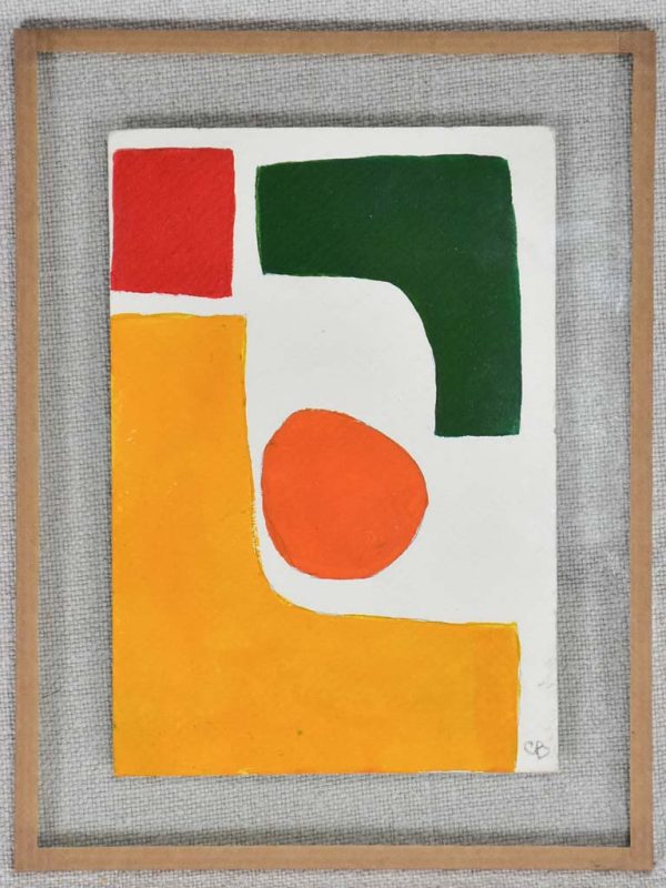 Caroline Beauzon abstract painting - green, red, yellow, orange & white 7½  x 5½  For Cheap