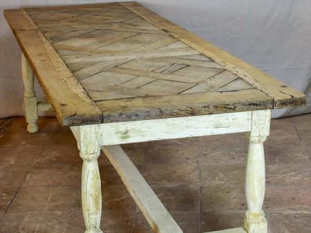 Antique French parquetry dining table - salvaged 18th Century oak floor 92½  x 33  For Discount