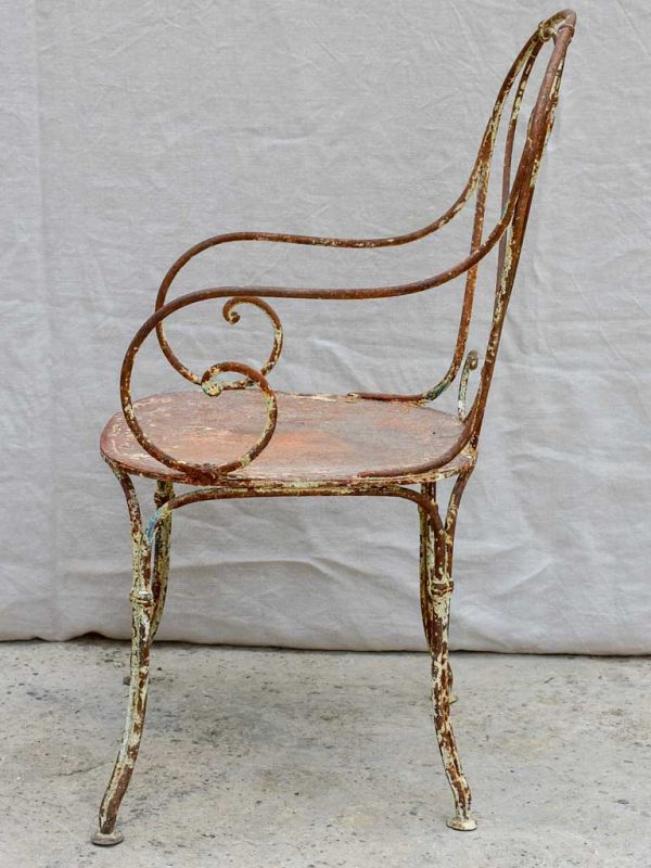 RESERVED LM Antique French garden armchair with heart back and solid seat For Discount